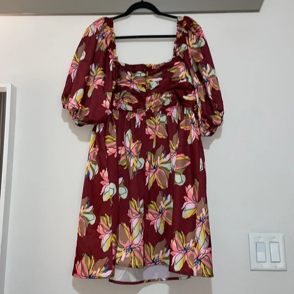 Crosby by Mollie Burch Hunter Puff Sleeve Mini Dress SZ XL NWOT